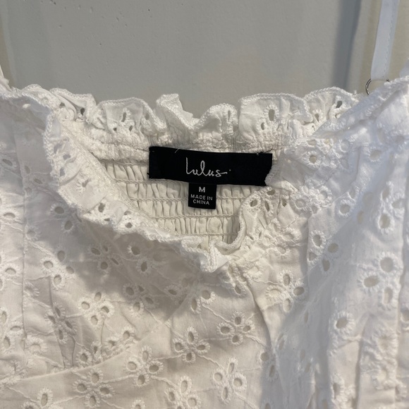 Lulu’s White Sleeveless A-line Eyelet Mini Dress - Picture 6 of 6